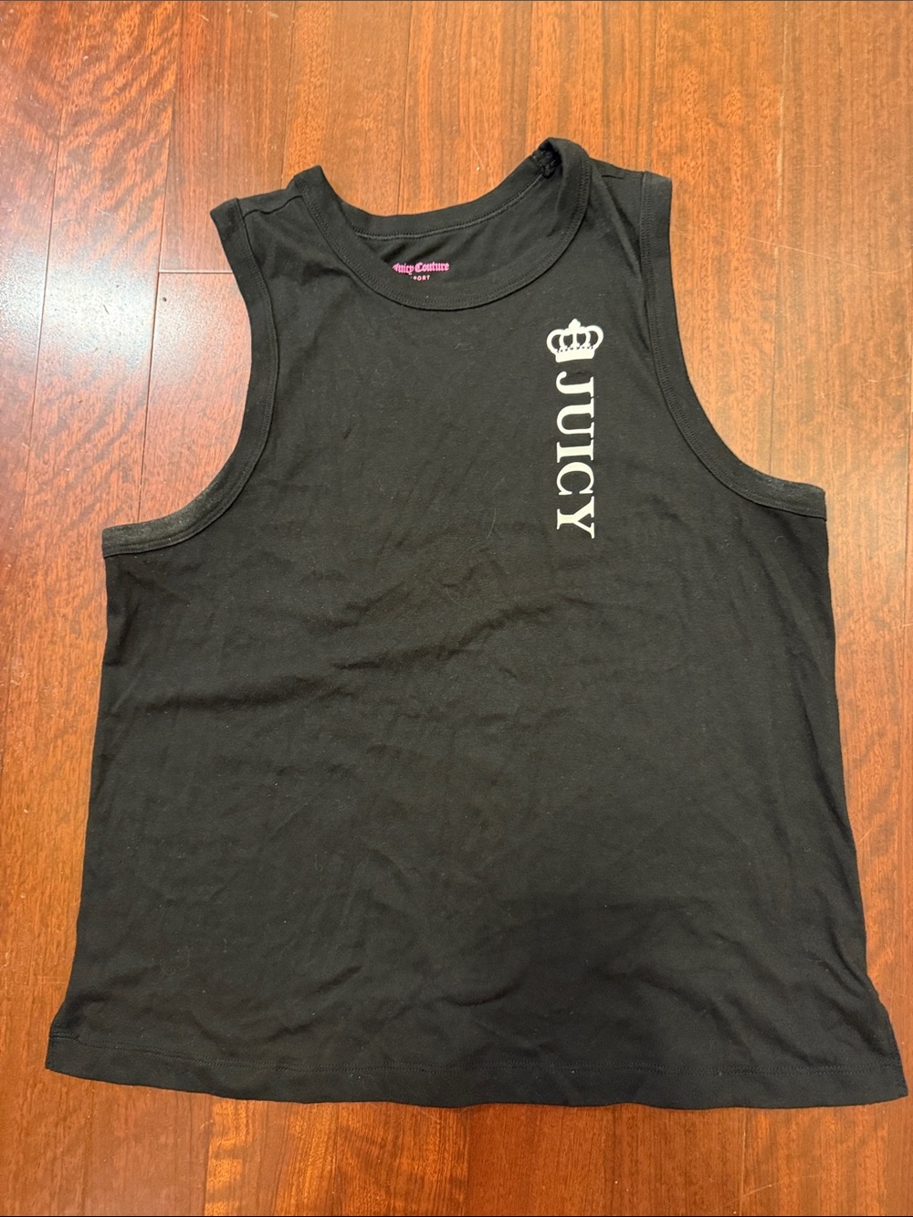 Juicy Couture Black Tank Top with White Vertical Logo